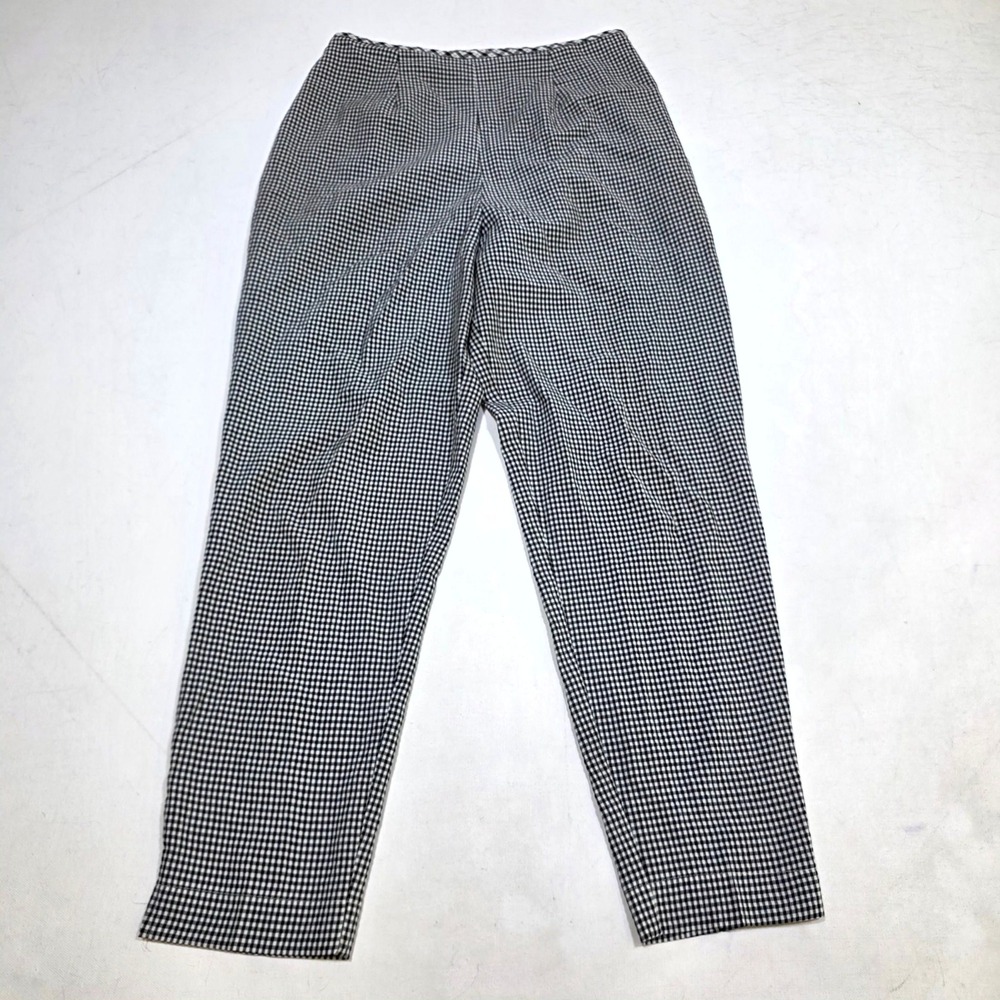 BCBG Paris Trousers Women Small Black White Gingham Check High Rise Vintage